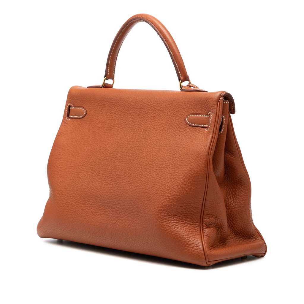 Hermès Clemence Kelly Retourne 35 Brown Leather Good condition - Back View
