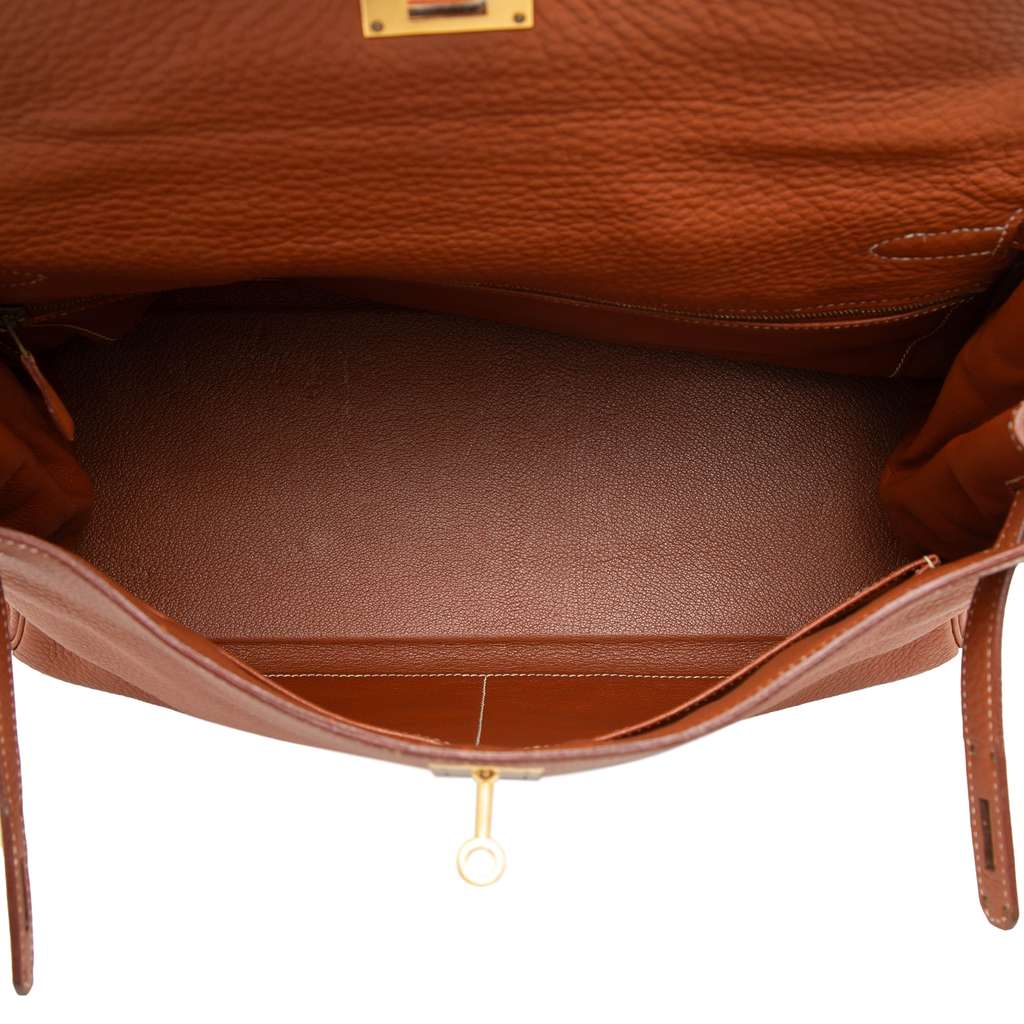 Hermès Clemence Kelly Retourne 35 Brown Leather Good condition - Model View