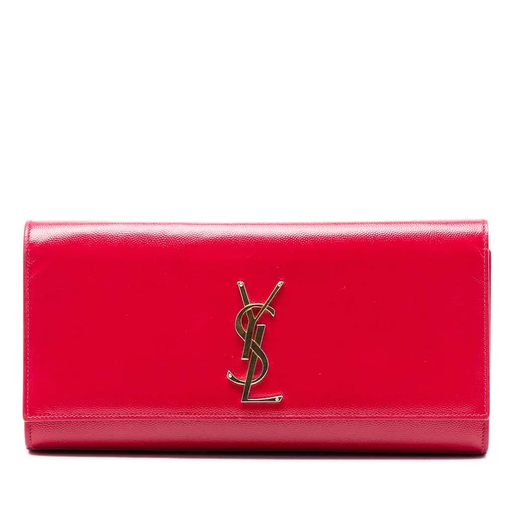Saint Laurent Grain de Poudre Monogram Cassandre Clutch Pink Leather Very good - Front View