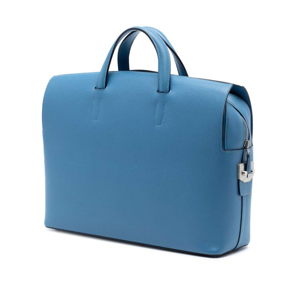 Hermès Epsom Cityhall Briefcase 38 Blue Leather Good condition - Back View