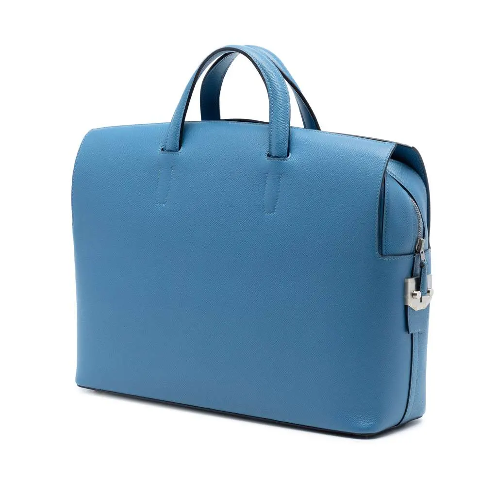 Hermès Epsom Cityhall Briefcase 38 Blue Leather Very good - Back View