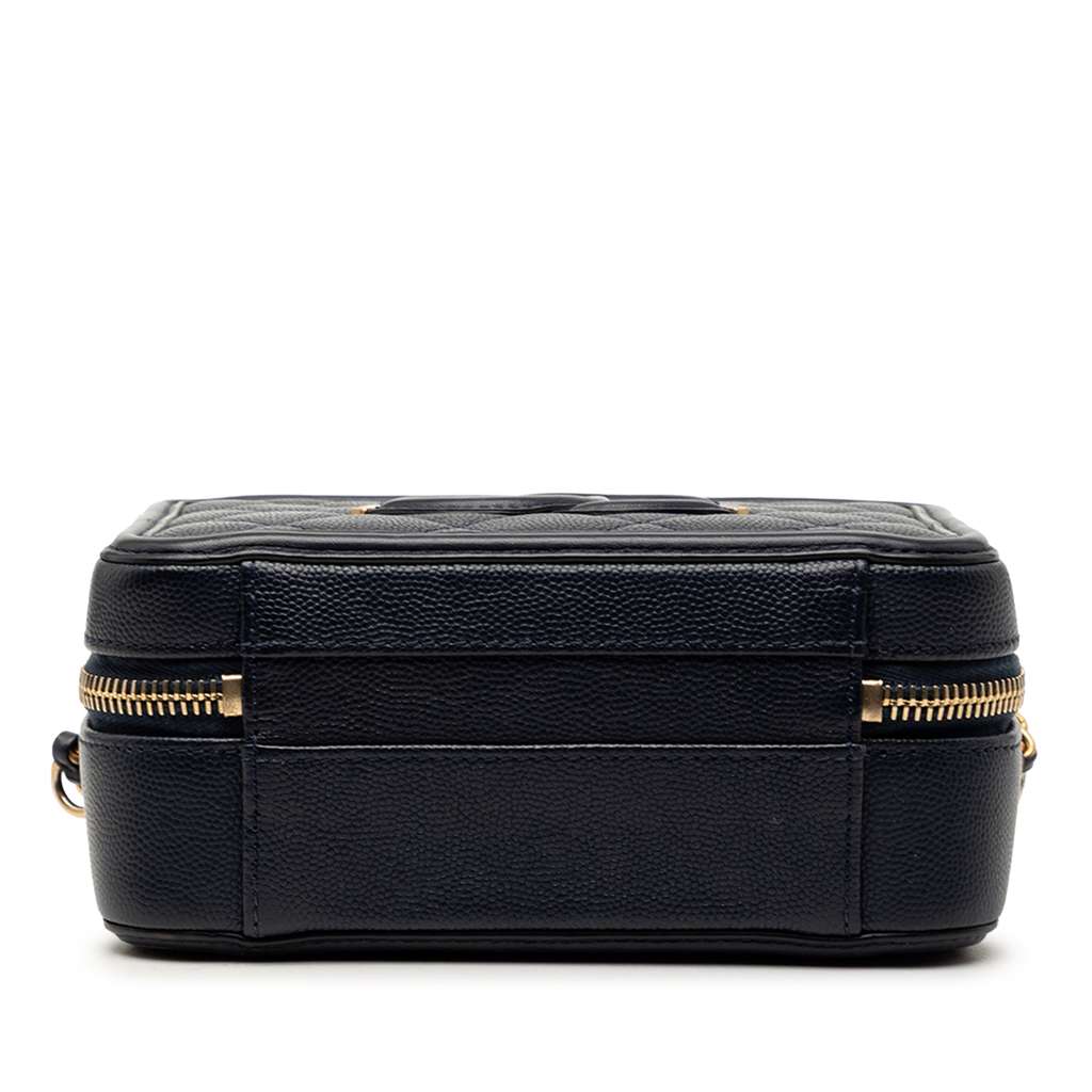 Chanel Small Caviar CC Filigree Vanity Case Blue Leather Good condition - Inside View