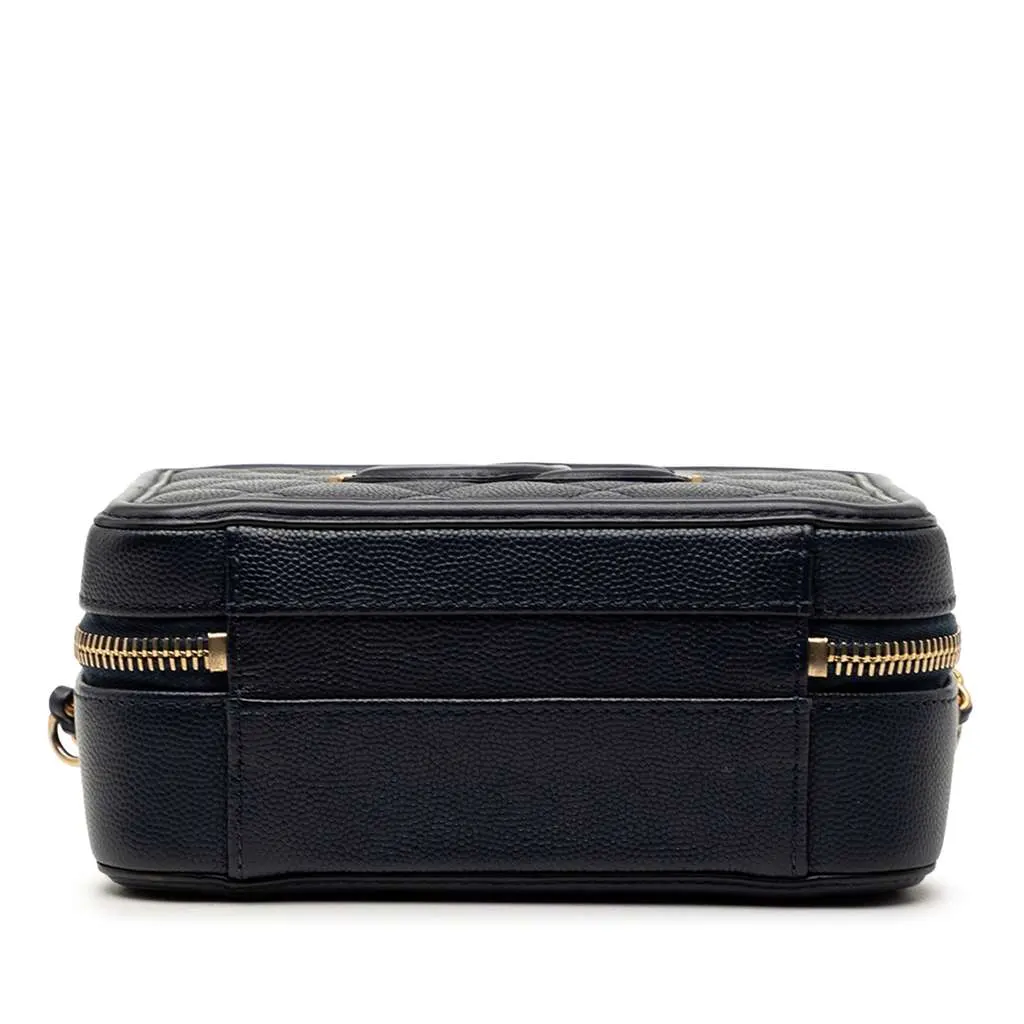 Chanel Small Caviar CC Filigree Vanity Case Blue Leather Very good - Inside View