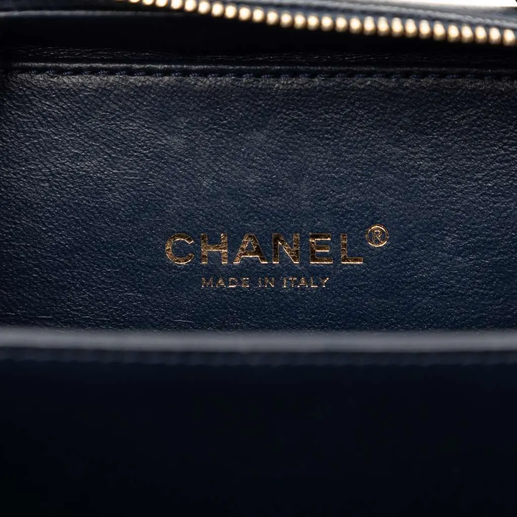 Chanel Small Caviar CC Filigree Vanity Case Blue Leather Very good - Box View