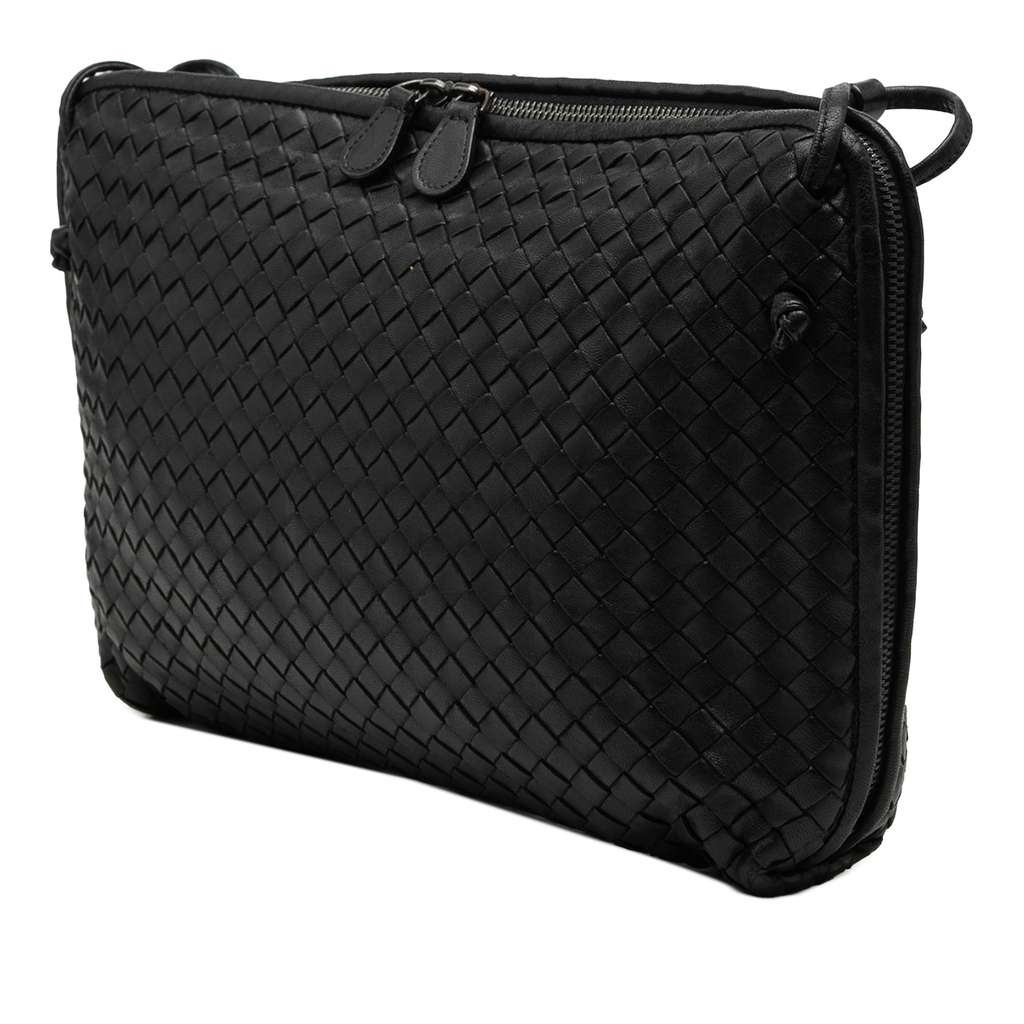 Bottega Veneta Large Nappa Intrecciato Nodini Crossbody Black Leather Good condition - Back View