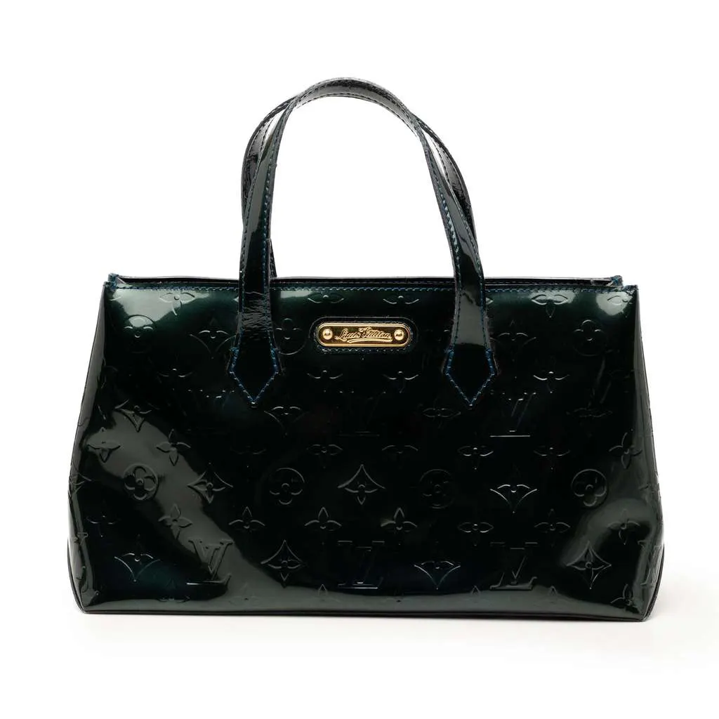 Louis Vuitton Monogram Vernis Wilshire PM Green Leather Very good - Front View