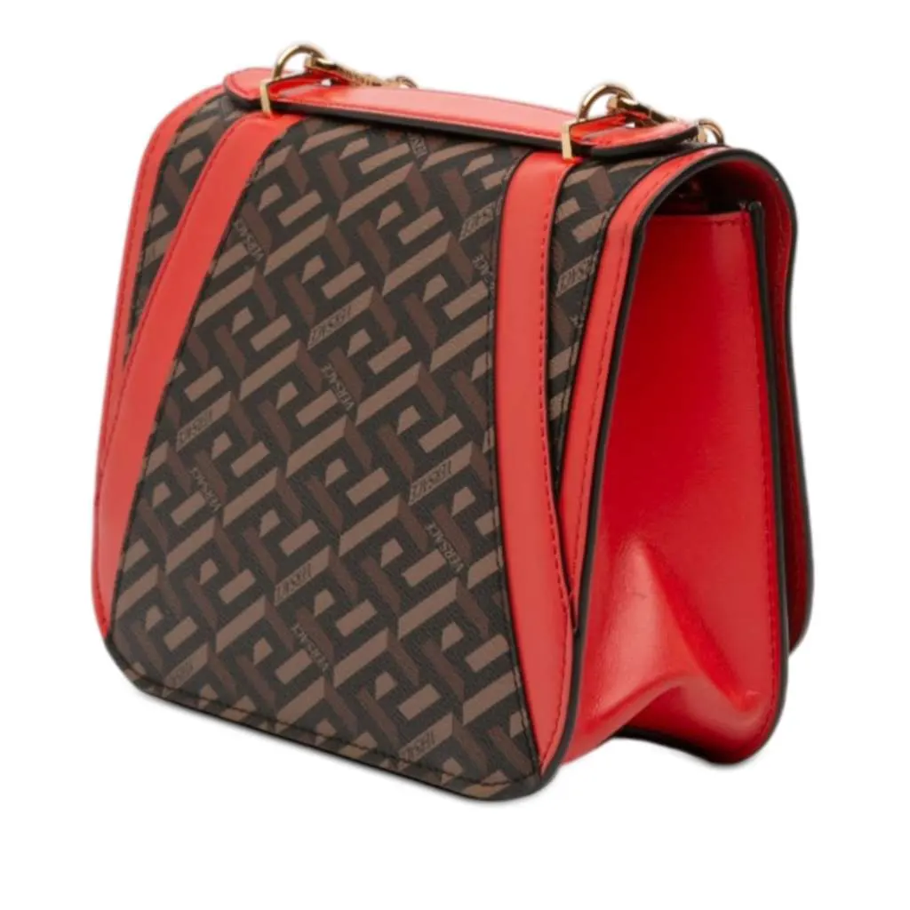 Versace La Greca Coated Canvas Virtus Satchel Brown Canvas Very good - Back View