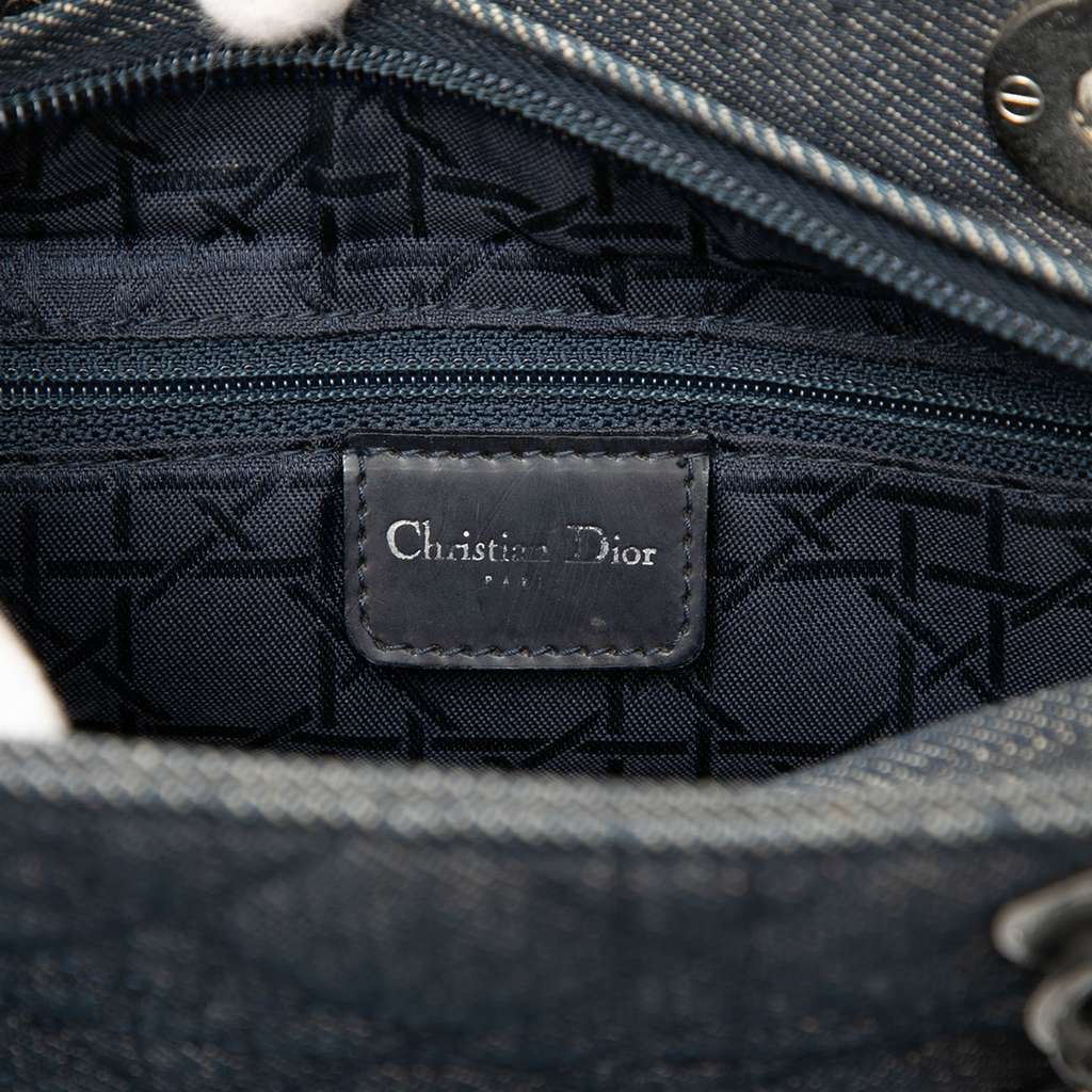Dior Medium Denim Cannage Lady Dior Blue Denim Good condition - Box View