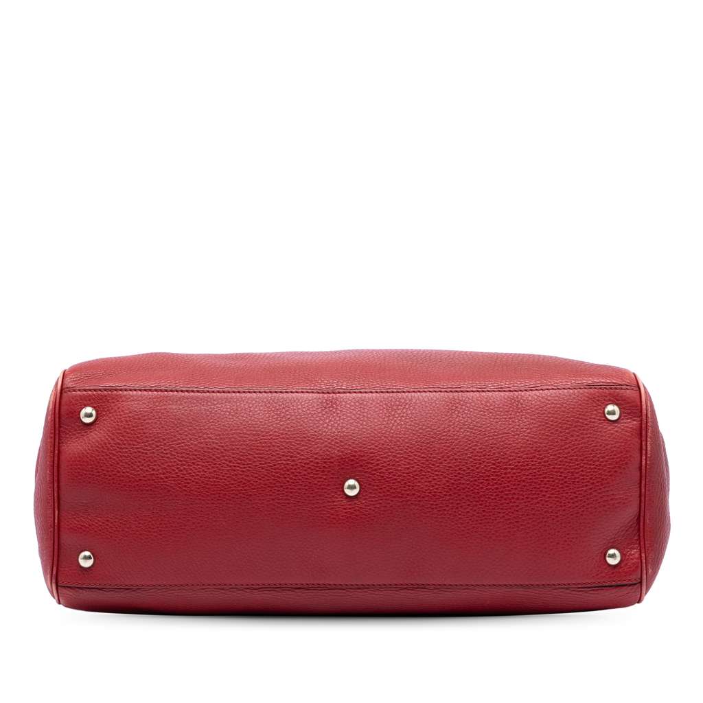 Gucci Large Calfskin Bamboo Shopper Satchel Red Leather Good condition - Inside View