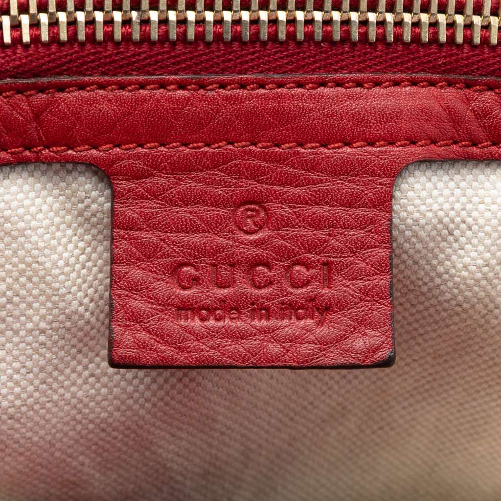 Gucci Large Calfskin Bamboo Shopper Satchel Red Leather Good condition - Box View