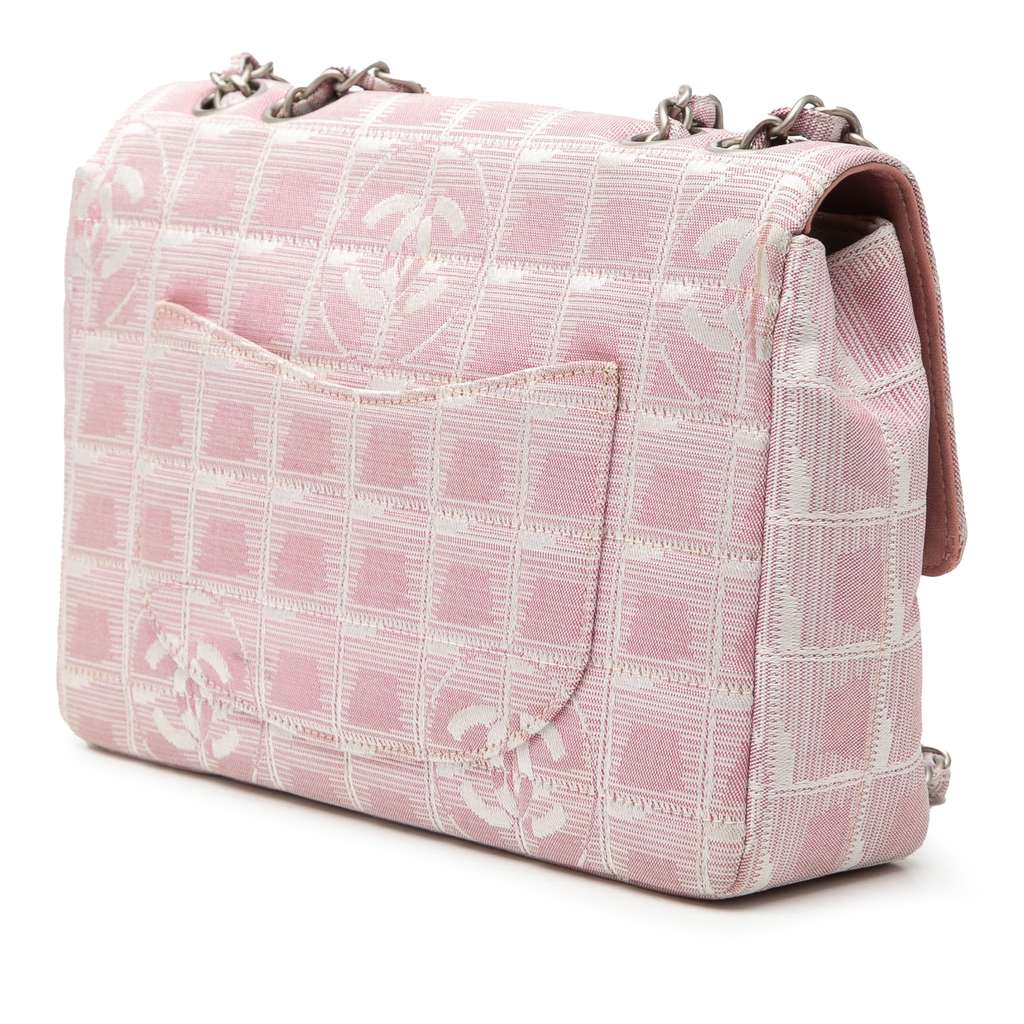 Chanel Medium New Travel Line Nylon Single Flap Pink Good condition - Back View