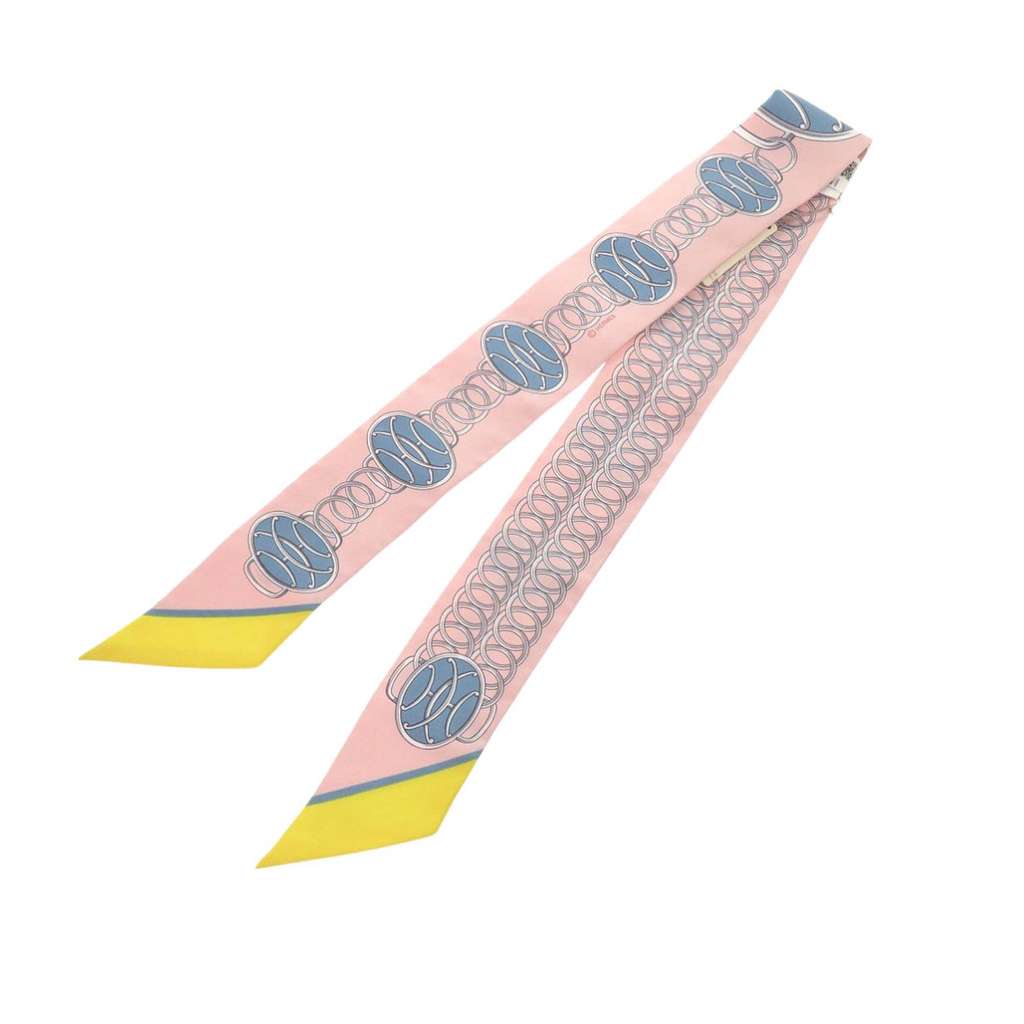 Hermès Lift Profile Silk Twilly Scarf Pink Silk Good condition - Front View