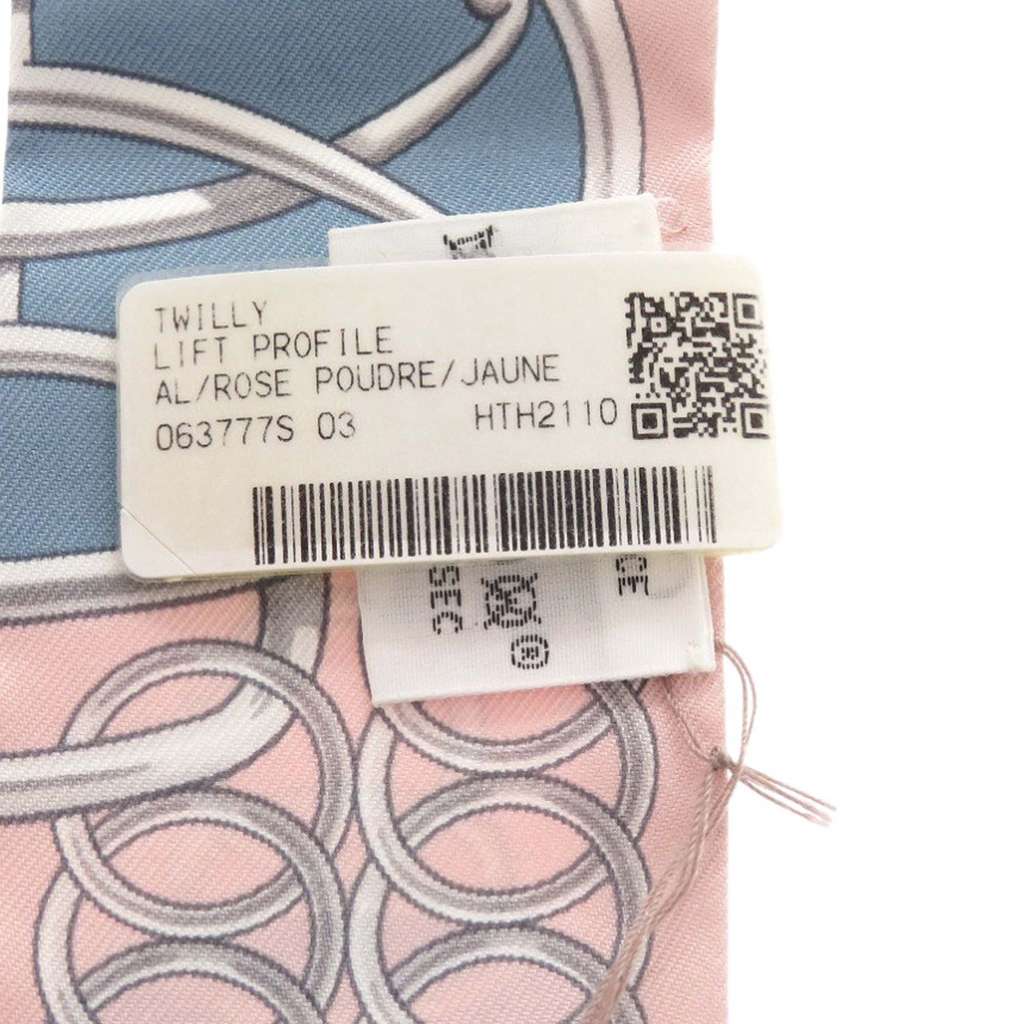 Hermès Lift Profile Silk Twilly Scarf Pink Silk Good condition - Back View