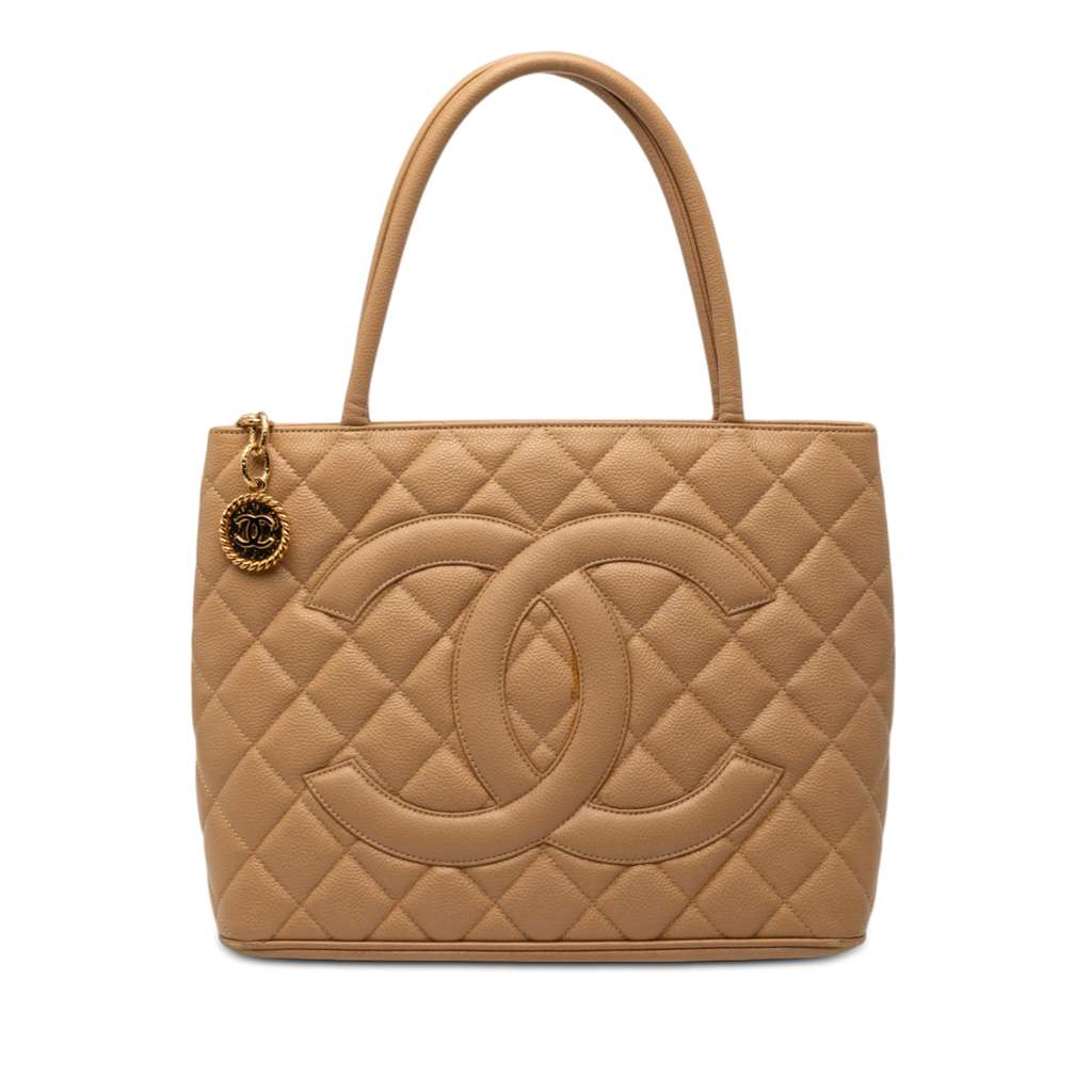 Chanel Caviar Medallion Tote Brown Leather Good condition - Front View