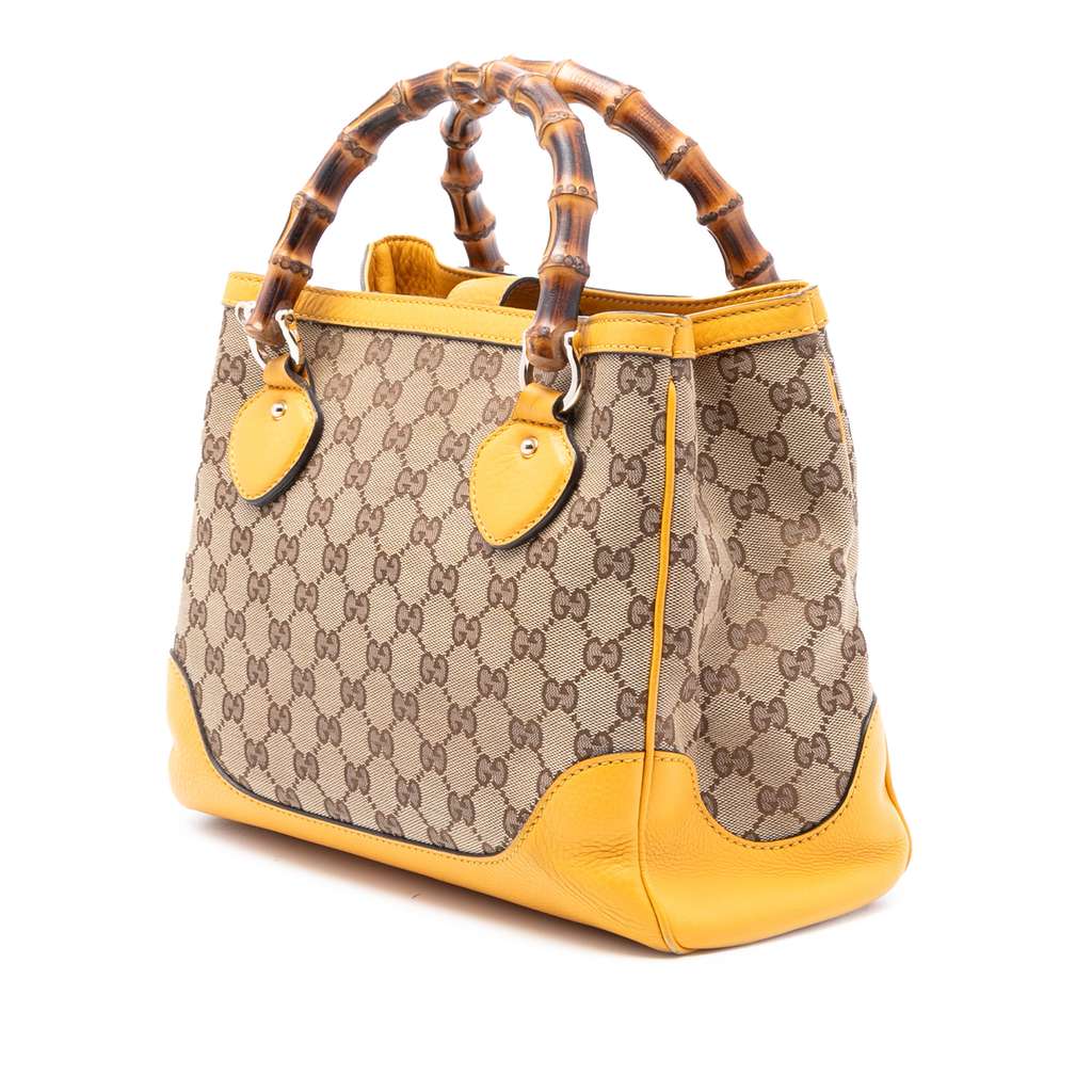 Gucci Small GG Canvas Diana Bamboo Top Handle Tote Beige Good condition - Back View