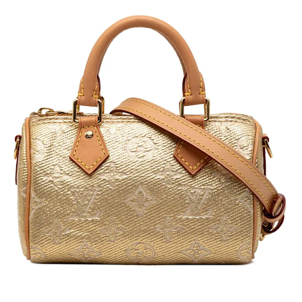 Louis Vuitton Monoglam Nano Speedy Bandouliere Gold Canvas Very good - Front View