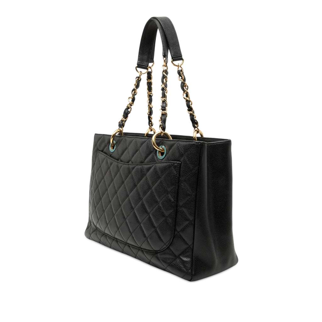Chanel Caviar Grand Shopping Tote Black Leather Good condition - Back View