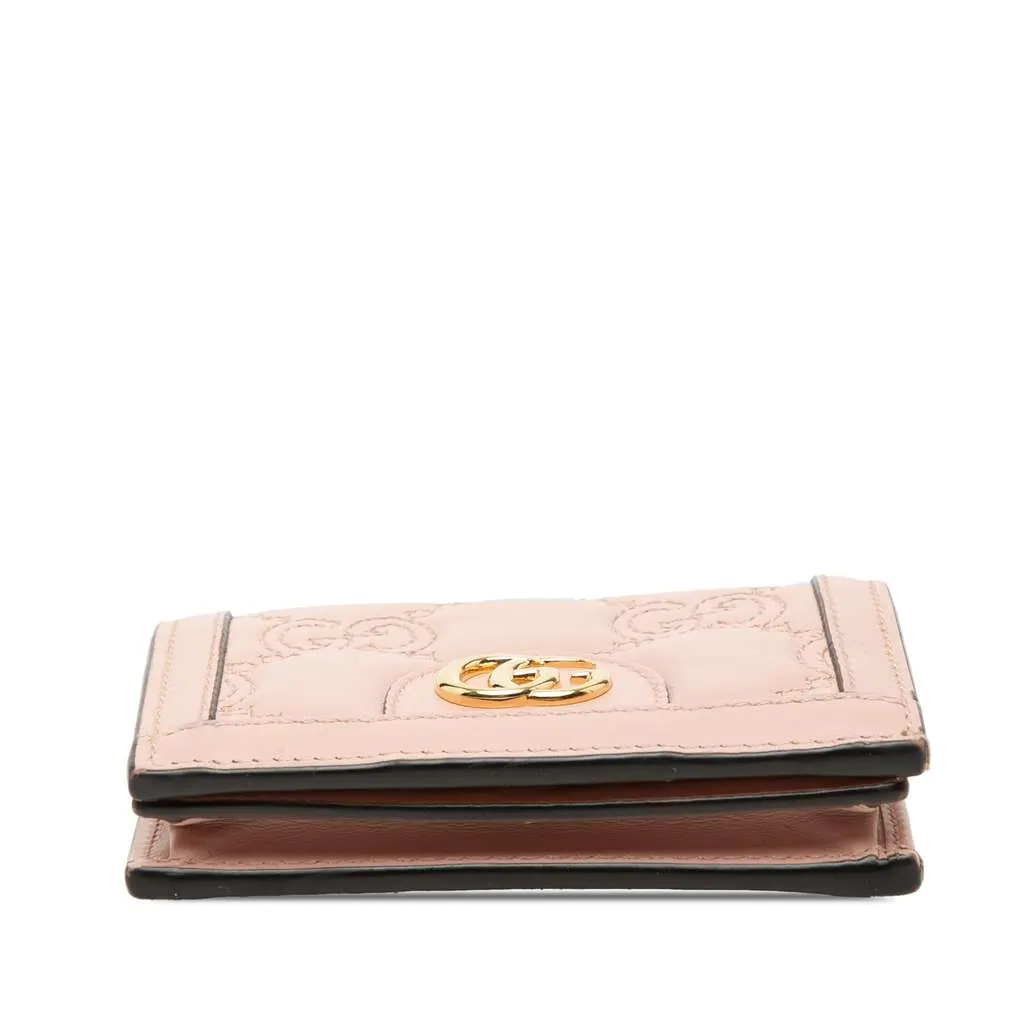 Gucci GG Matelasse Leather Card Case Wallet Pink Leather Very good - Inside View