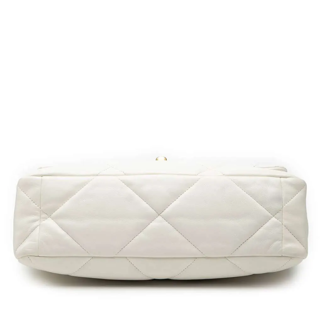 Chanel Large Lambskin 19 Flap White Leather Very good - Inside View