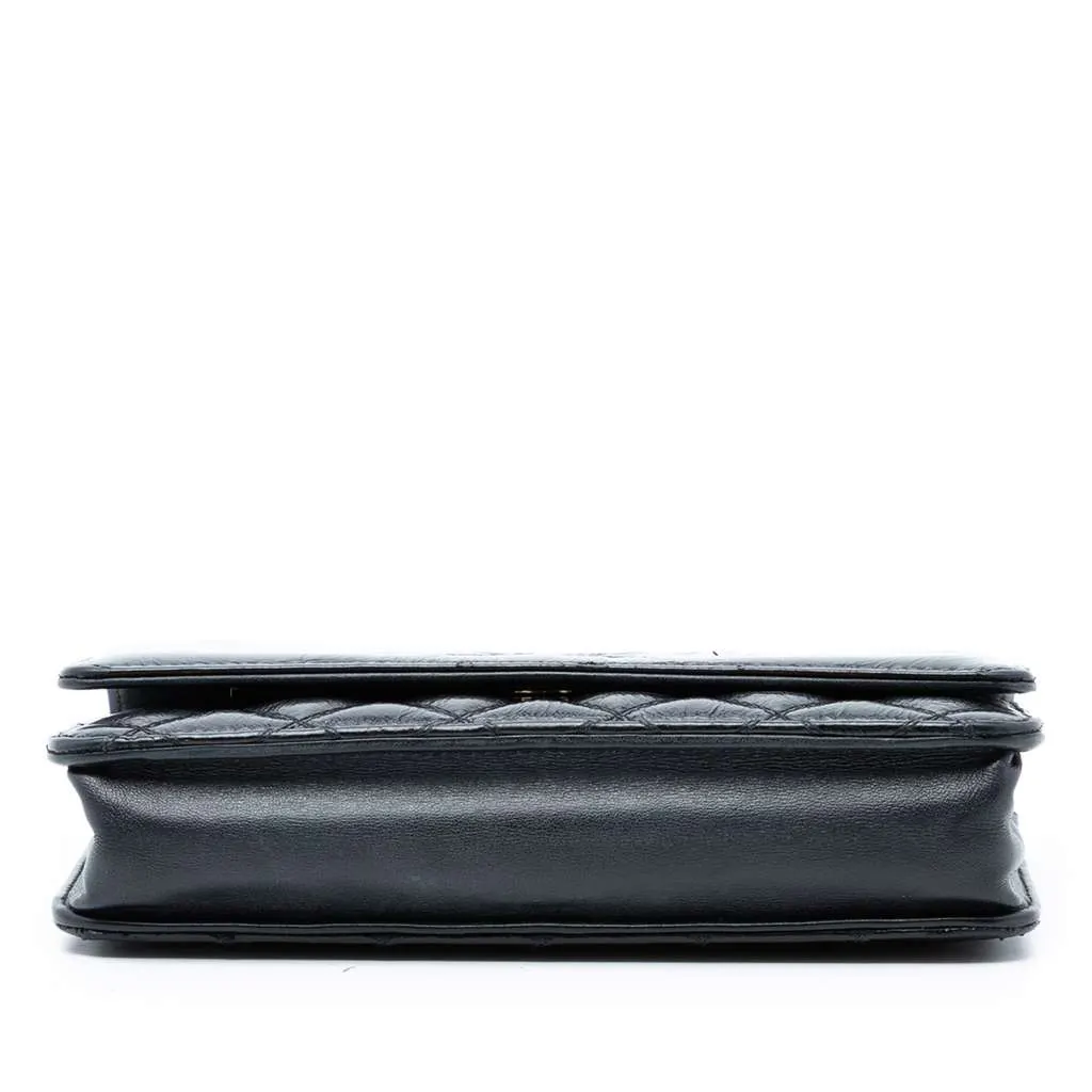Chanel CC Quilted Shiny Aged Calfskin Wallet On Chain Black Leather Very good - Inside View