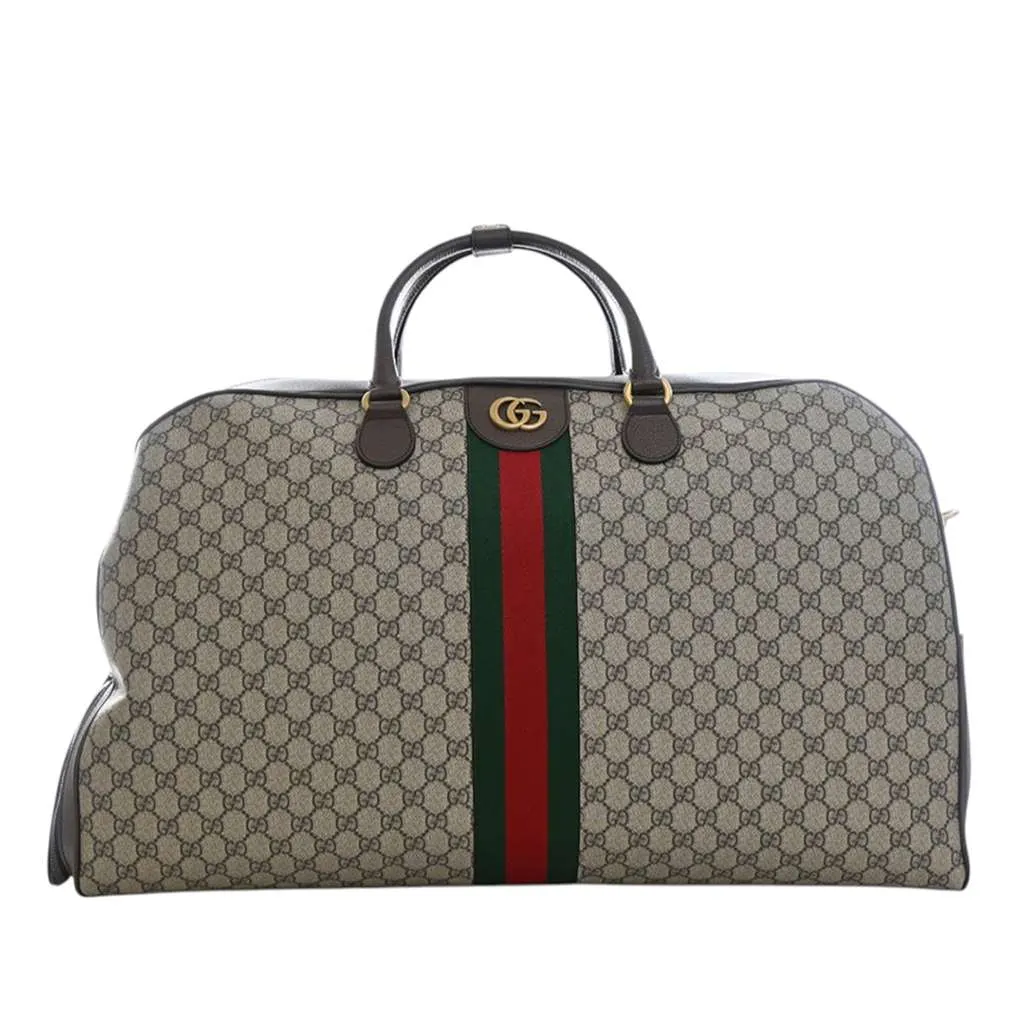 Gucci Large GG Supreme Web Savoy Bowling Bag Beige Canvas Very good - Front View