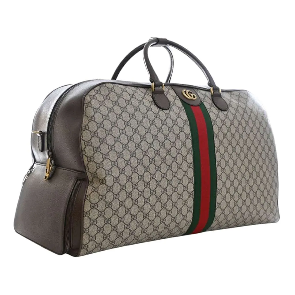 Gucci Large GG Supreme Web Savoy Bowling Bag Beige Canvas Very good - Back View
