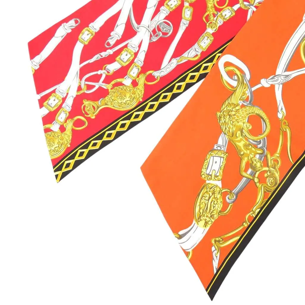 Hermès Maxi Brides de Gala Silk Twilly Scarf Orange Silk Very good - Box View
