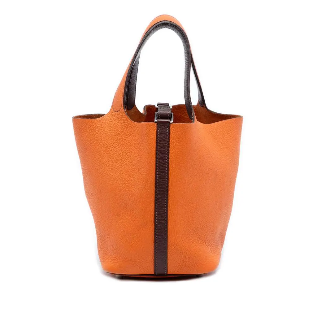 Hermès Bicolor Clemence Picotin 18 Orange Leather Very good - Front View
