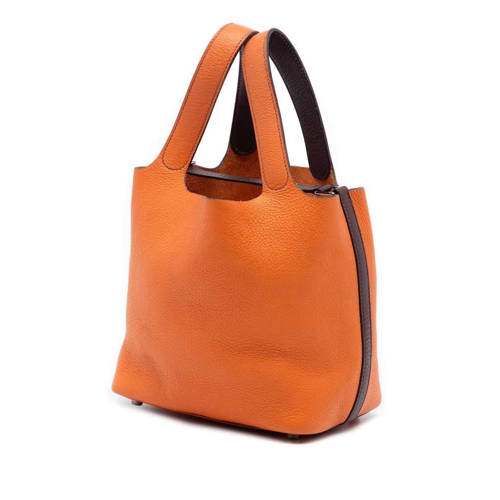 Hermès Bicolor Clemence Picotin 18 Orange Leather Good condition - Back View