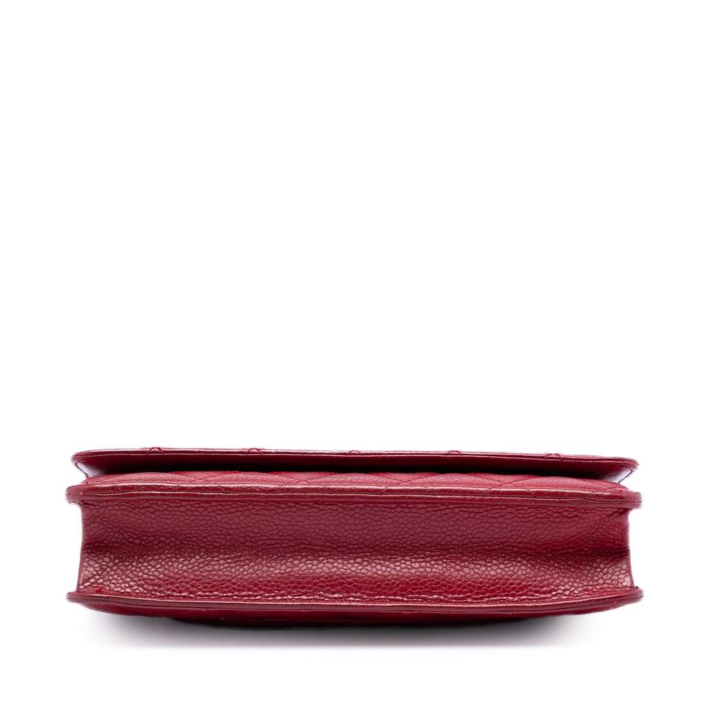 Chanel CC Quilted Caviar Wallet on Chain Red Leather Good condition - Inside View