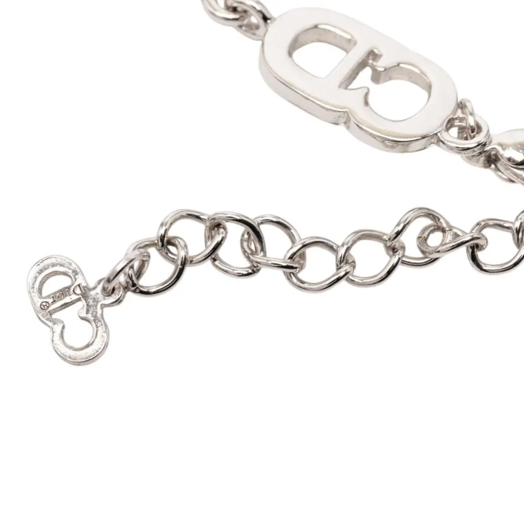 Dior Silver Plated Rhinestone CD Logo Link Bracelet Silver Metal Very good - Box View