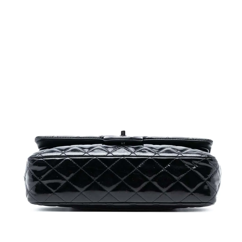 Chanel Medium Classic Patent Double Flap Black Leather Very good - Inside View