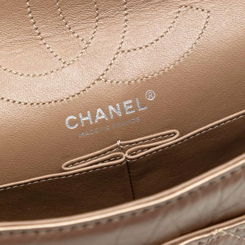 Chanel Quilted Metallic Aged Calfskin Reissue 2.55 Double Flap Bag 226 Brown Leather Very good - Box View