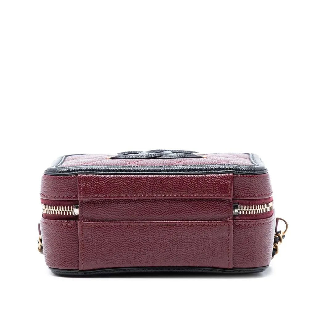 Chanel Small Bicolor Caviar CC Filigree Vanity Case Red Leather Very good - Inside View