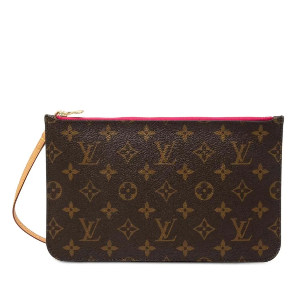 Louis Vuitton Monogram Neverfull MM Pouch Brown Very good - Front View