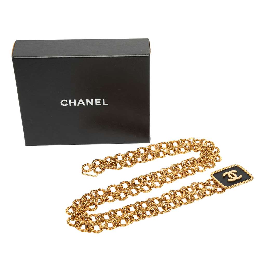 Chanel CC Gold Plated Double Layered Chain Belt Gold Metal Good condition - Model View
