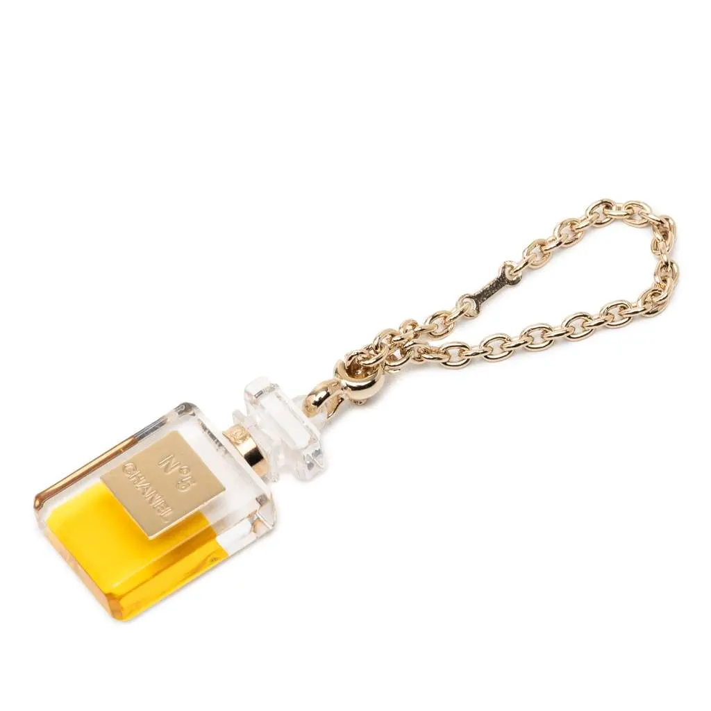 Chanel Resin No 5 Perfume Bottle Bag Charm Gold Very good - Front View