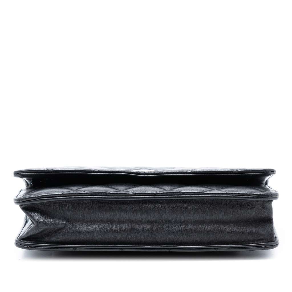Chanel CC Quilted Lambskin Wallet On Chain Black Leather Good condition - Inside View