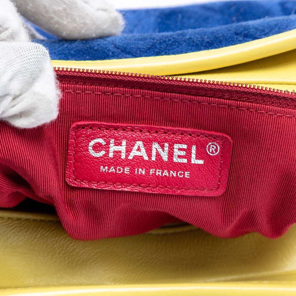 Chanel Small Tricolor Quilted Suede and Calfskin Gabrielle Hobo Blue Leather Good condition - Box View