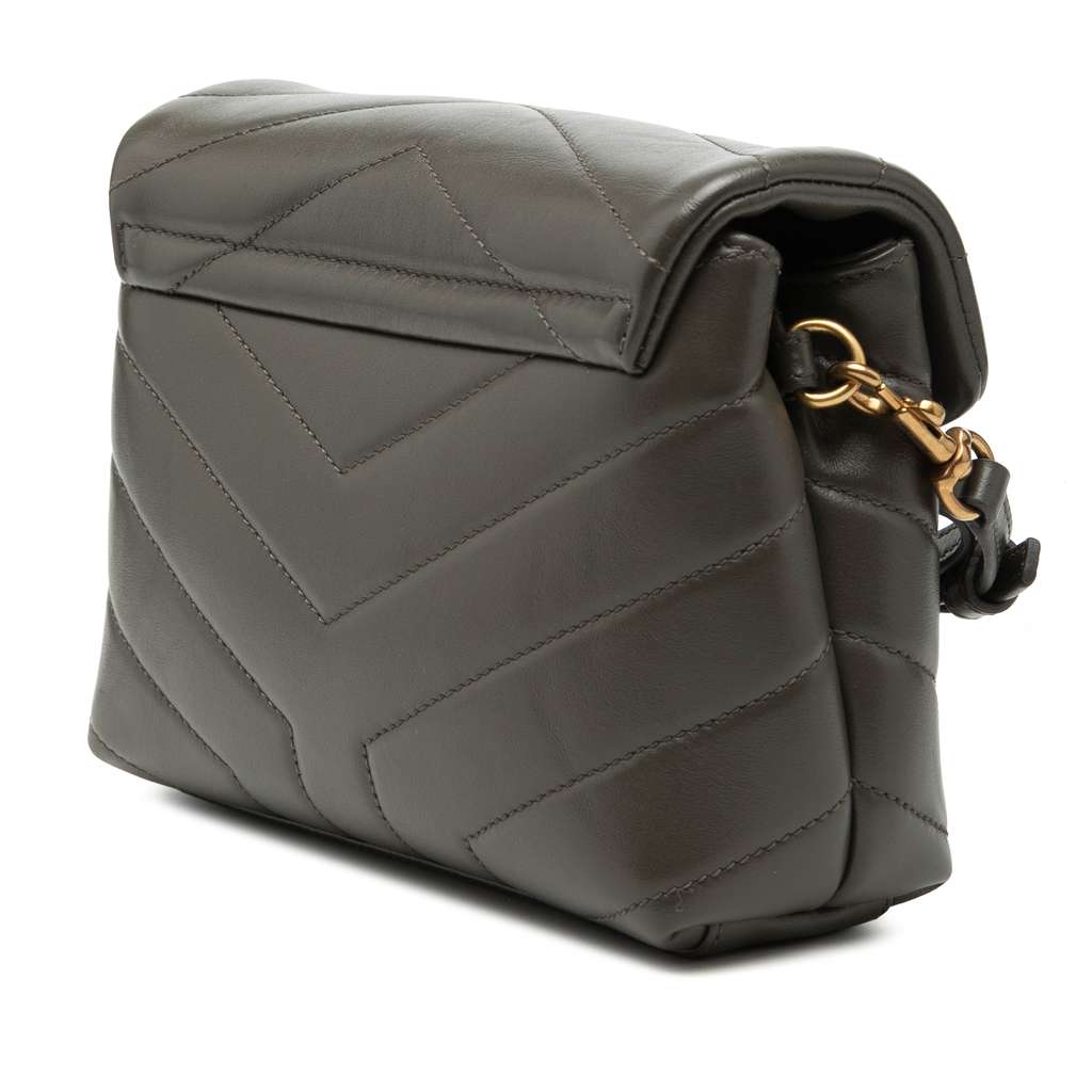 Saint Laurent Toy Matelasse Calfskin Monogram LouLou Crossbody Brown Leather Good condition - Back View