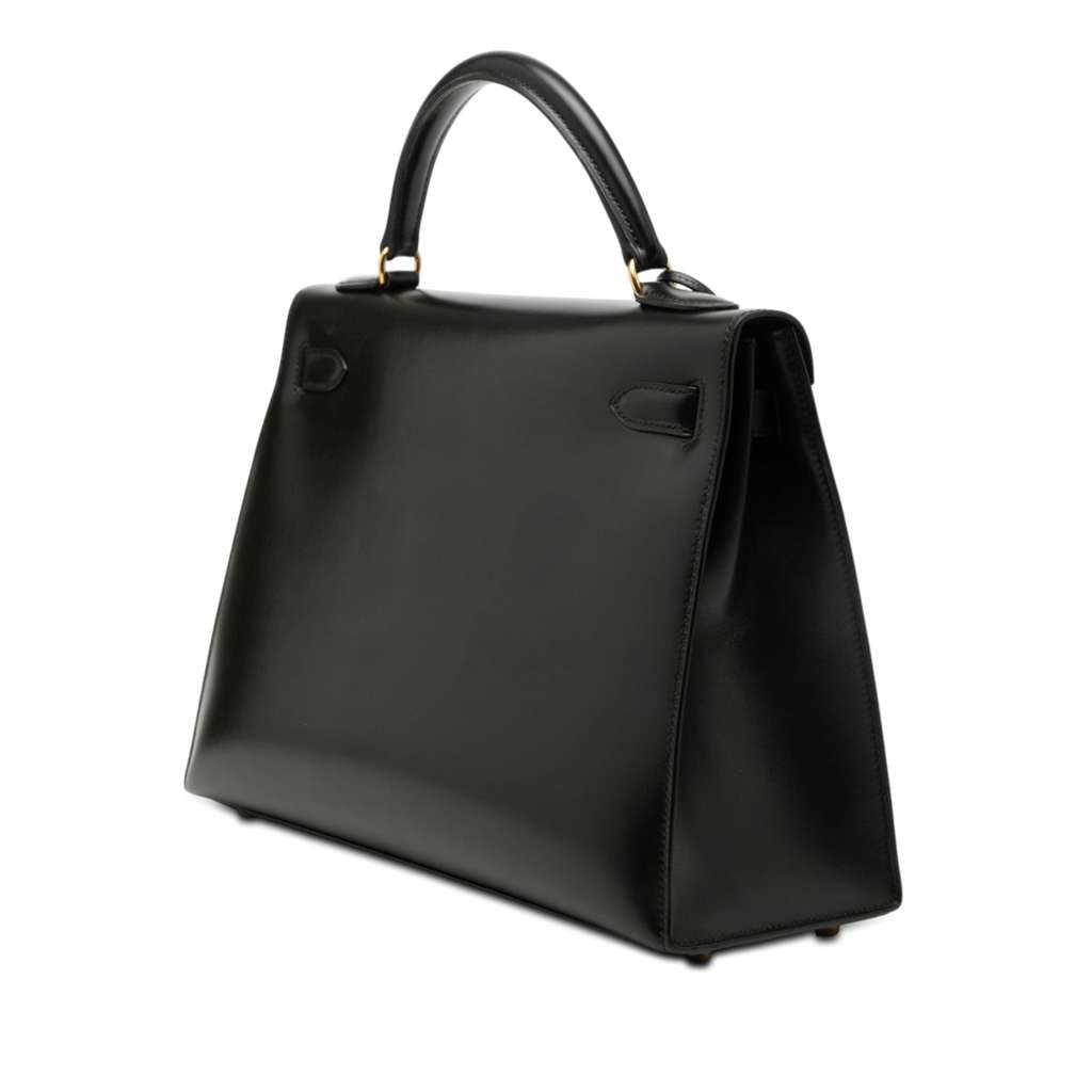 Hermès Box Calf Kelly Sellier 32 Black Leather Good condition - Back View