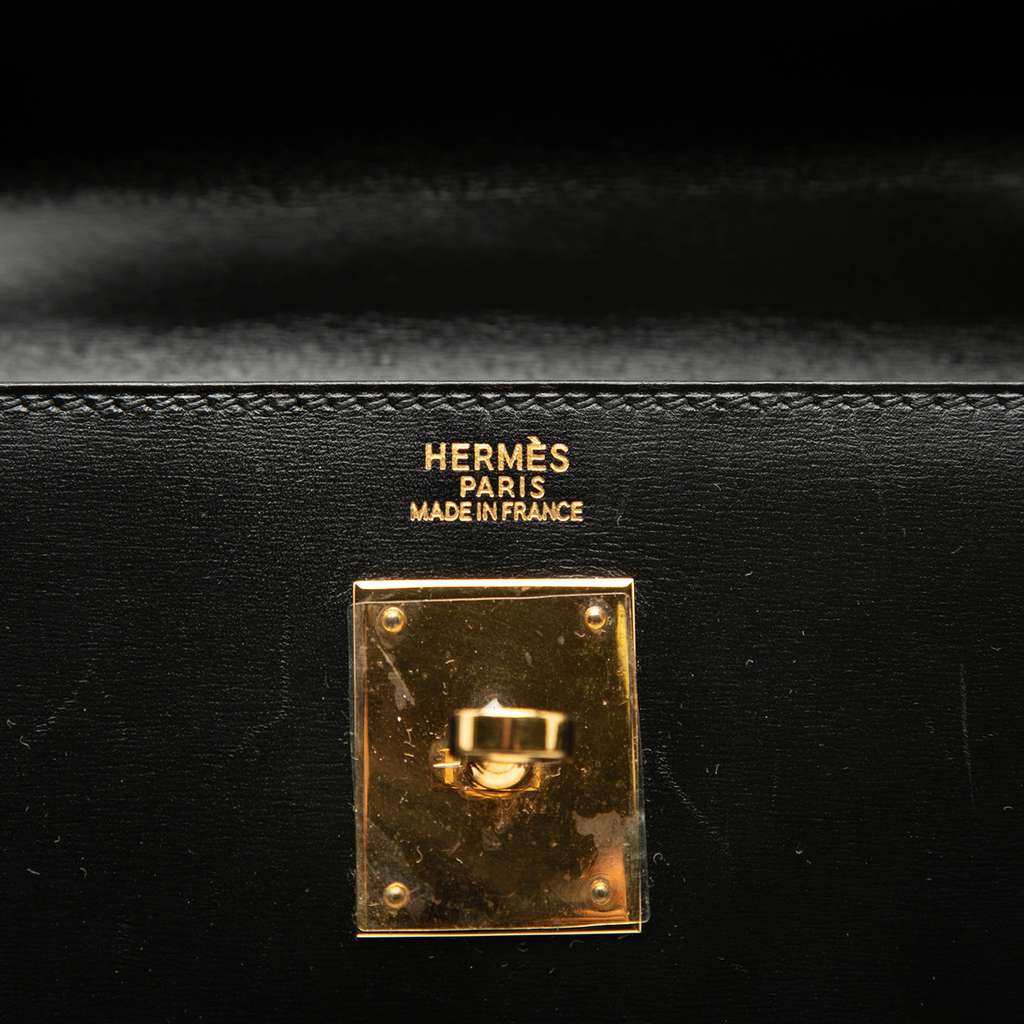 Hermès Box Calf Kelly Sellier 32 Black Leather Good condition - Box View