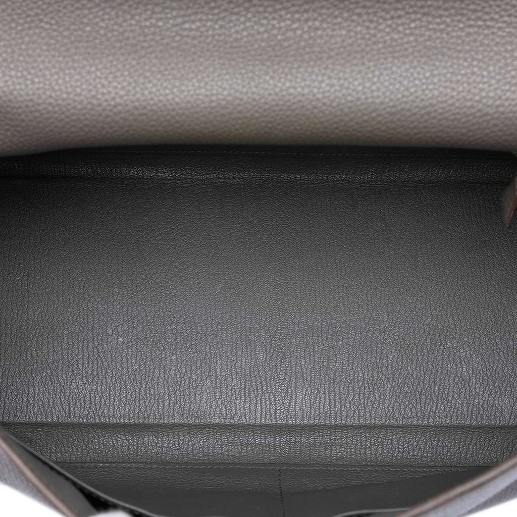 Hermès Clemence Kelly II Retourne 35 Grey Leather Good condition - Model View