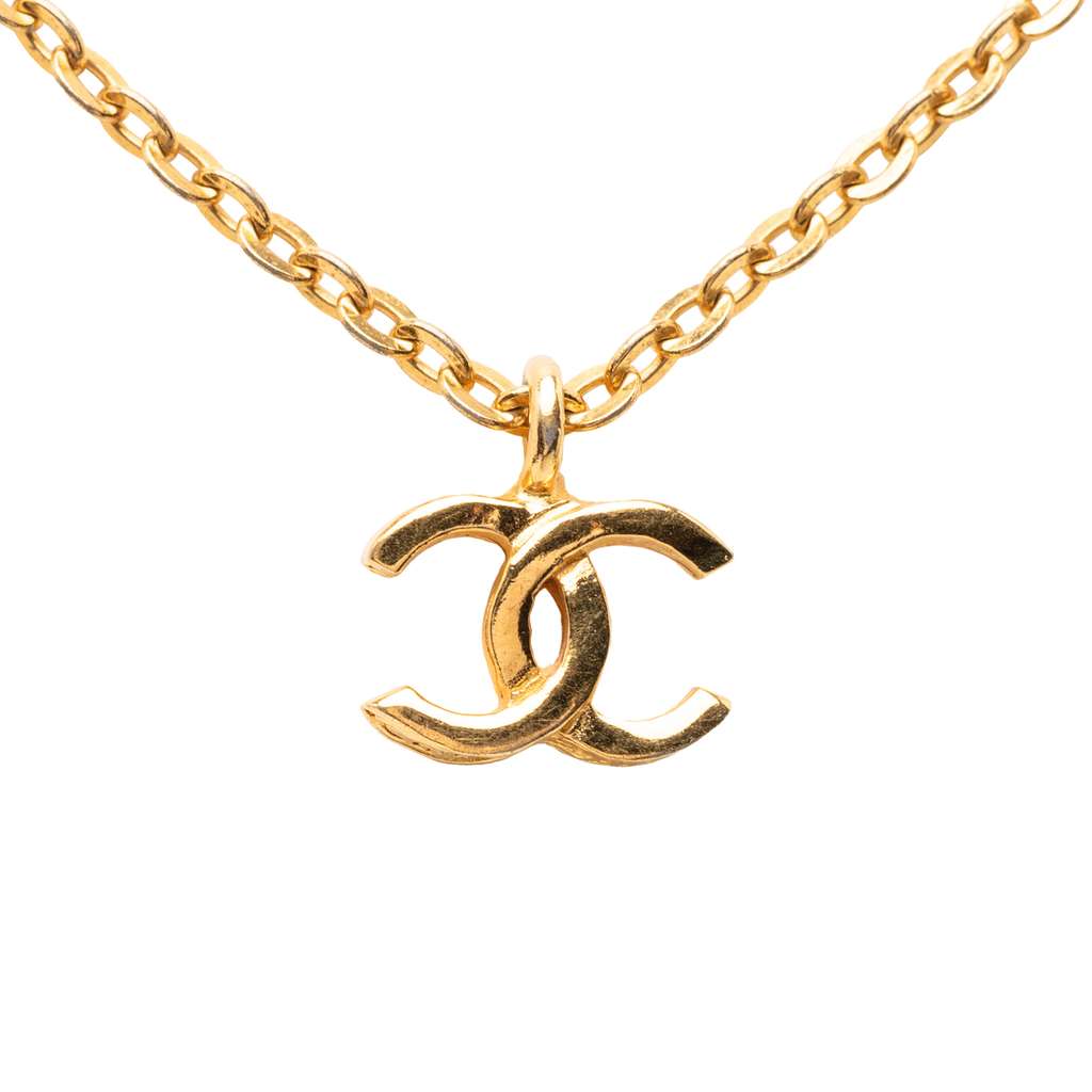 Chanel Gold Plated CC Pendant Necklace Gold Metal Good condition - Back View