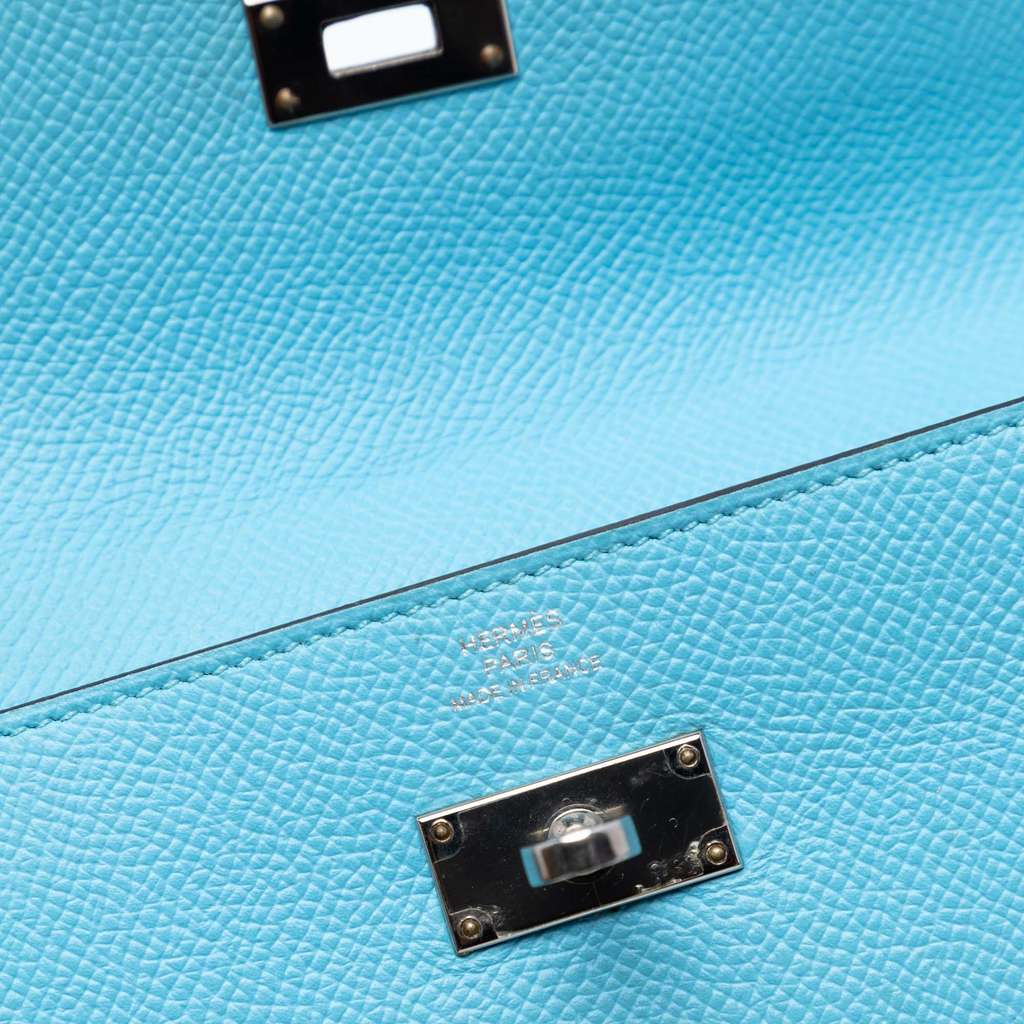 Hermès Epsom Kelly Longue Wallet Blue Leather Good condition - Box View