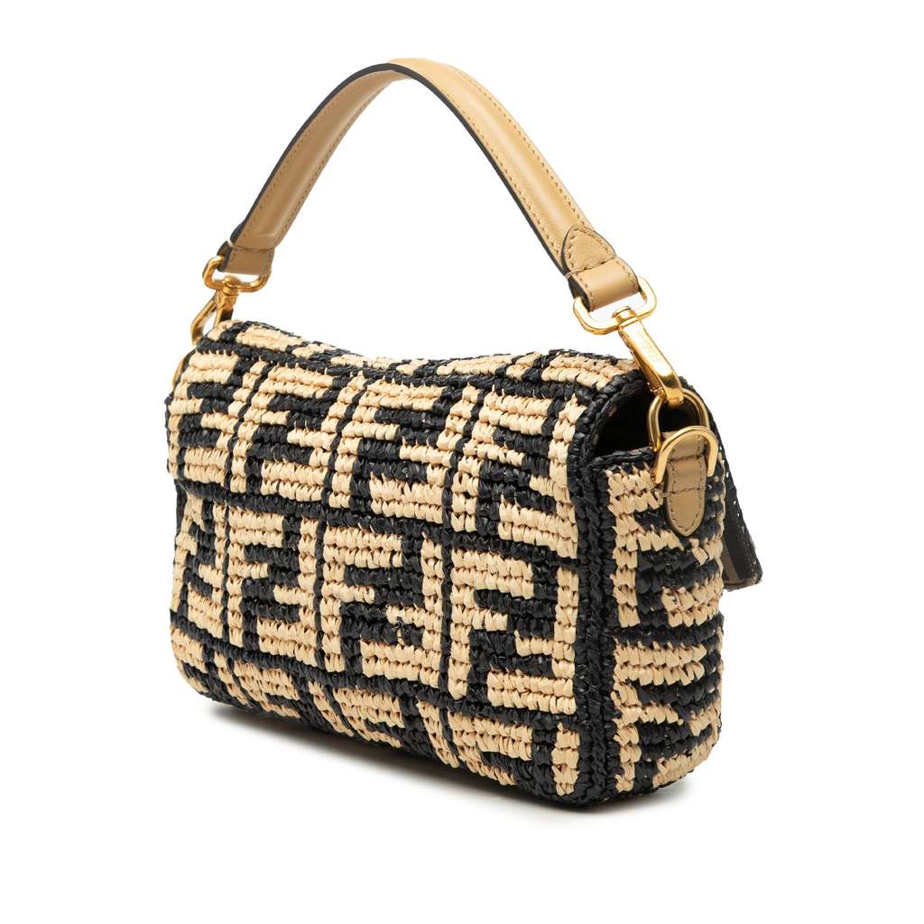 Fendi Zucca Raffia Baguette Satchel Black Good condition - Back View