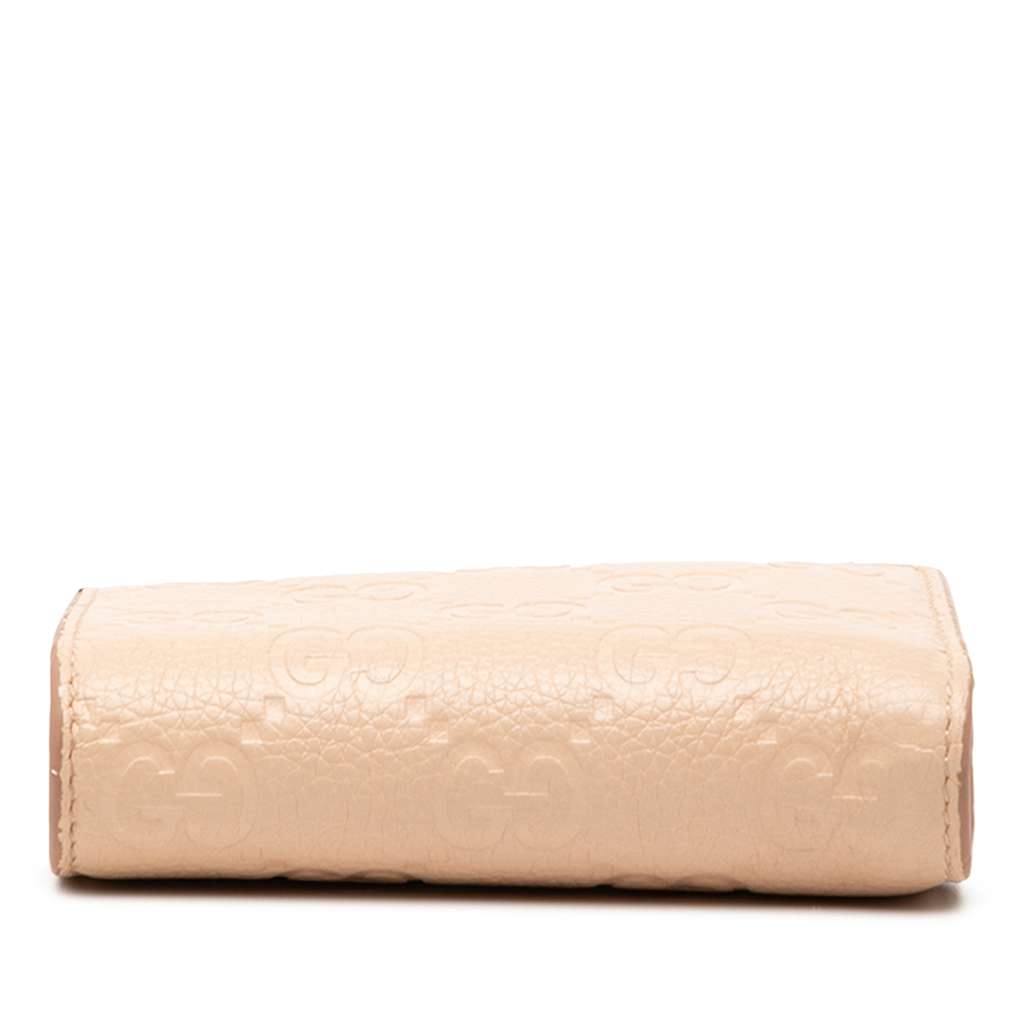 Gucci Small GG Emblem Leather Bifold Wallet Beige Leather Good condition - Inside View