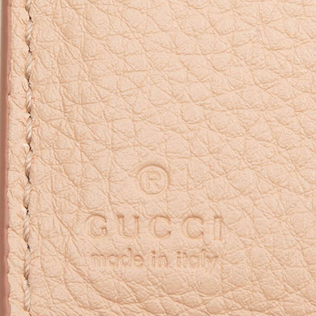 Gucci Small GG Emblem Leather Bifold Wallet Beige Leather Good condition - Box View