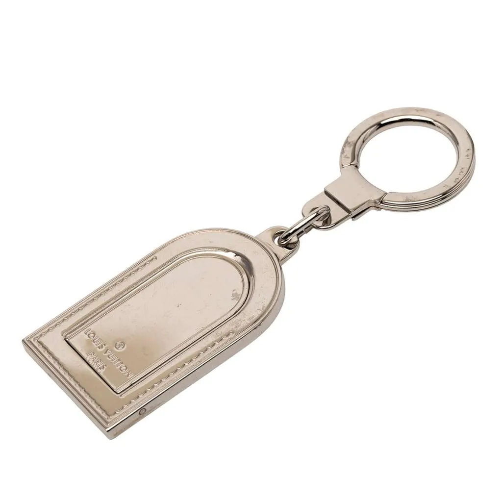 Louis Vuitton Silver Metal Luggage Tag Key Holder Silver Metal Very good - Front View