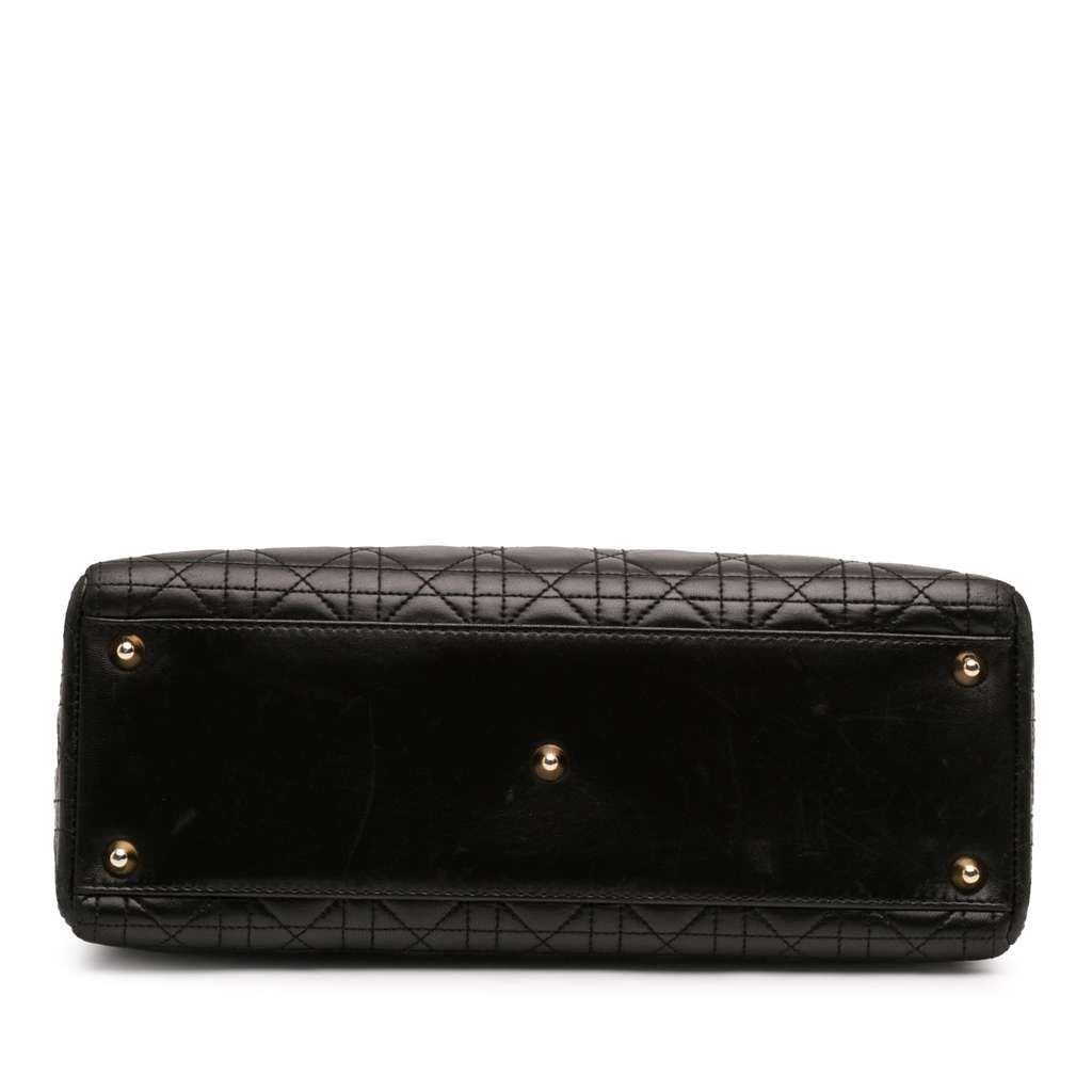 Dior Large Lambskin Cannage Lady Dior Black Leather Good condition - Inside View